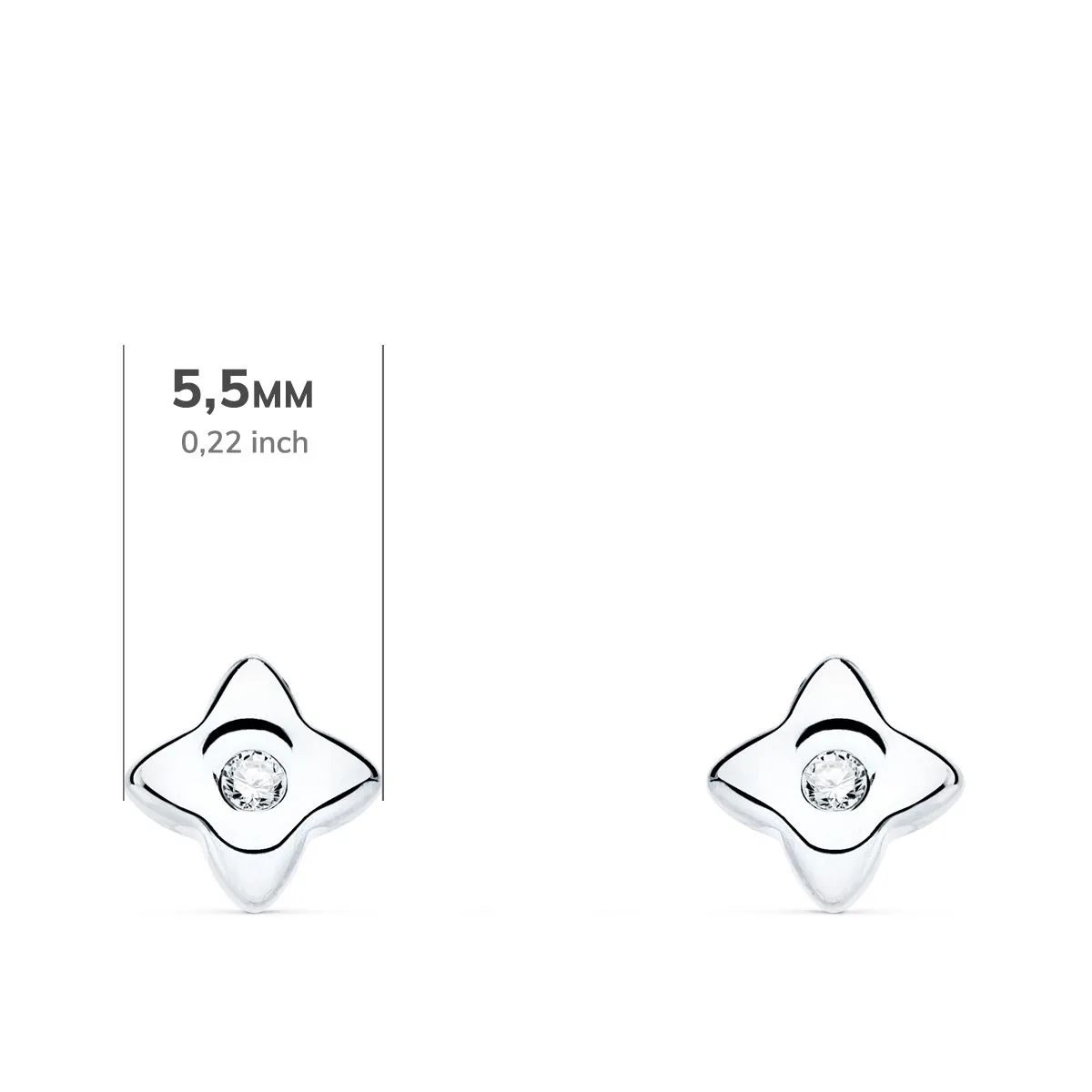 18K PENDIENTES ORO BLANCO ESTRELLA DIAMANTES LABORATORIO 0,040 QT VS2-G. MEDIDA: 5,5 X 5,5 MM. CIERRE PRESION — vista 2