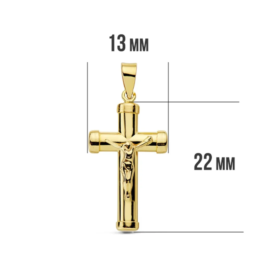 18K CRUZ ORO AMARILLO CON CRISTO PALO OVAL 24X13 MM — vista 2