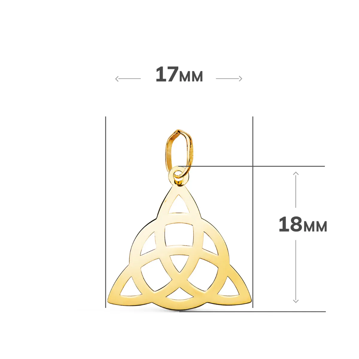 18K COLGANTE ORO AMARILLO SIMBOLO DE LA TRINIDAD EN BRILLO. MEDIDA: 18 X 17 MM — vista 2