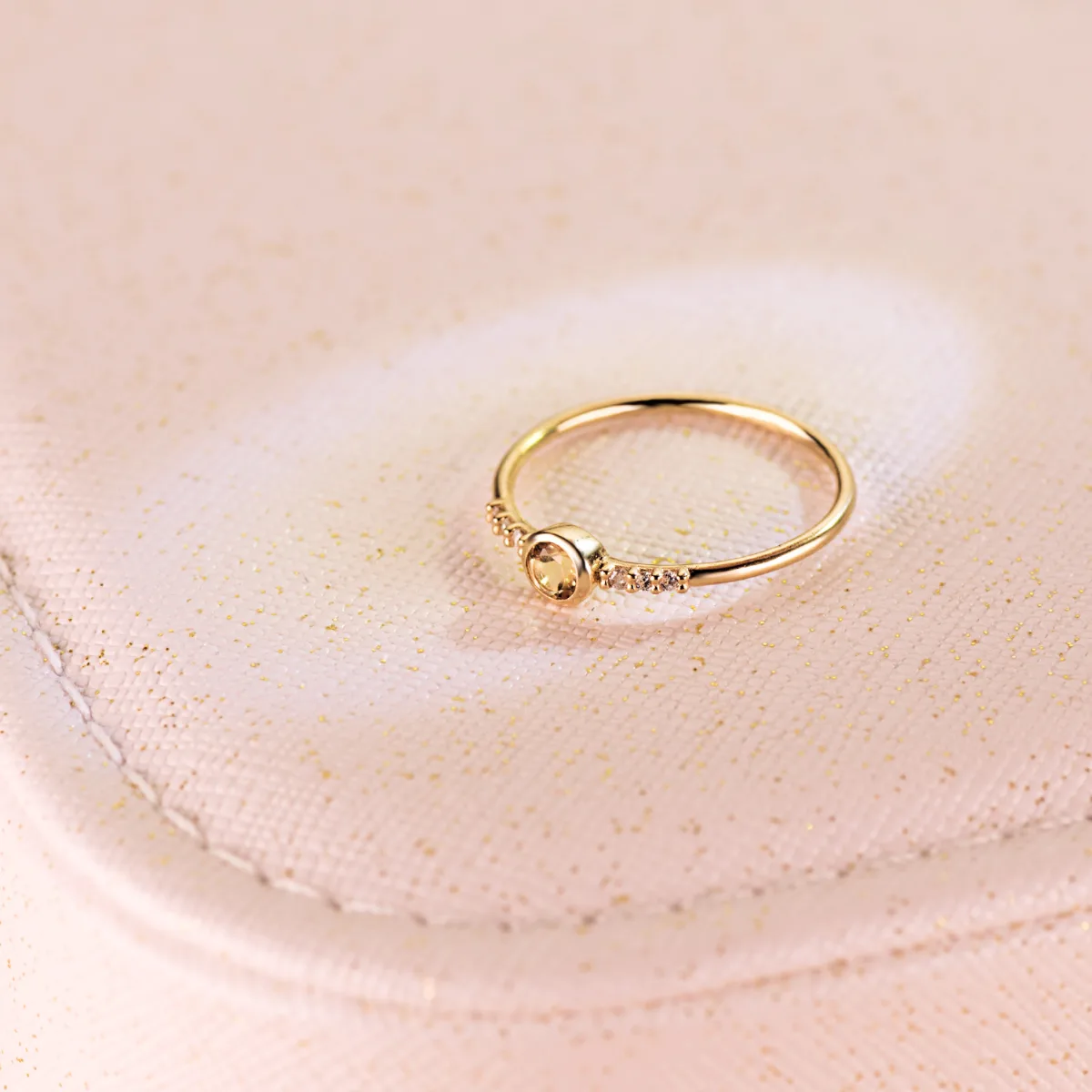 18K SORTIJA ORO AMARILLO 6 DIAMANTES 0,030 QTS. G-VS2. CITRINO 3 MM — vista 2