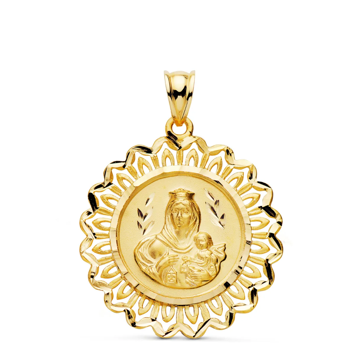 18K MEDALLA ORO AMARILLO ESCAPULARIO ORO AMARILLO CERCO CORAZON DE JESUS Y V CARMEN 31X28 MM — vista 3