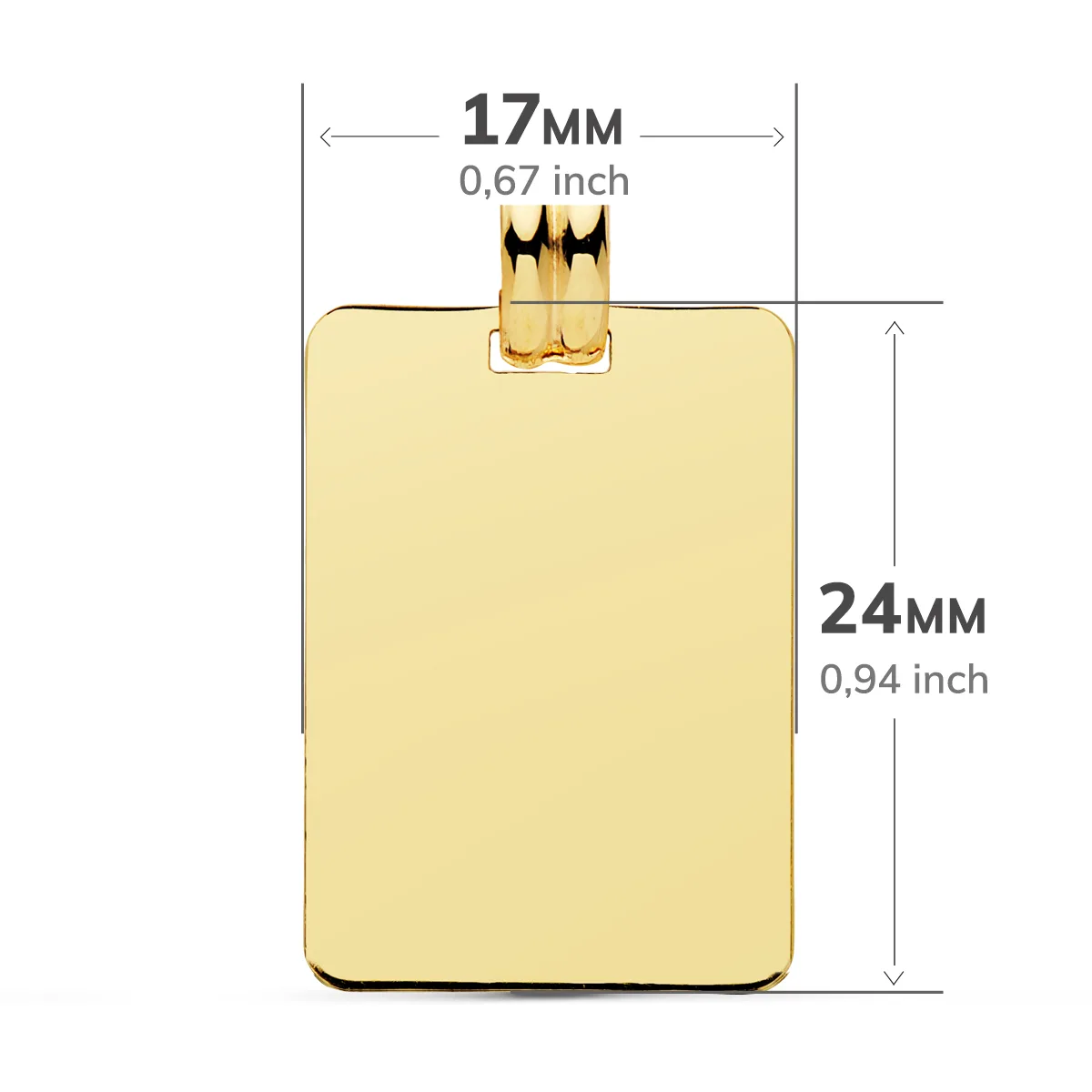 18K PLACA CHAPA ORO AMARILLO LISA EN BRILLO 24X17 MM — vista 2