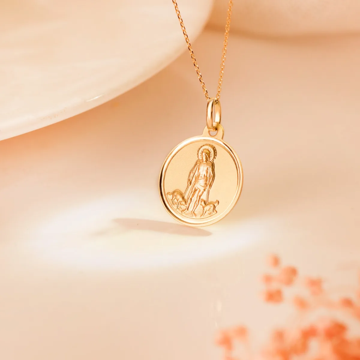 18K MEDALLA ORO AMARILLO SAN LAZARO BISEL MATIZADA 18 MM — vista 2