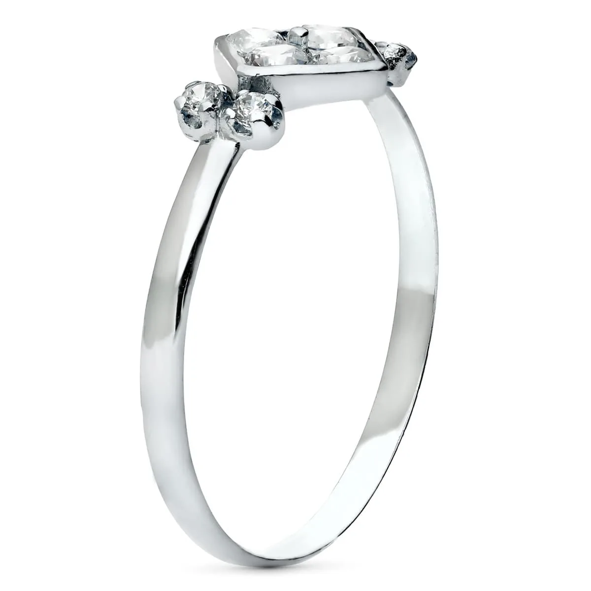 18K SORTIJA ORO BLANCO MOTIVO ROMBO CON CIRCONITAS. ANCHO 7 MM — vista 2