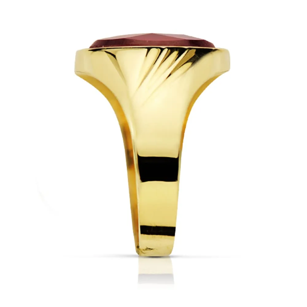18K SELLO ORO AMARILLO PIEDRA OVAL RUBI SPINEL. 14X10 MM — vista 2