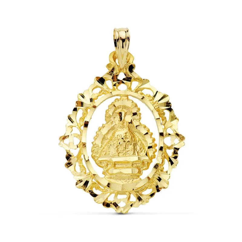 18K MEDALLA ORO AMARILLO VIRGEN DE LA CABEZA CERCO 28X21 MM