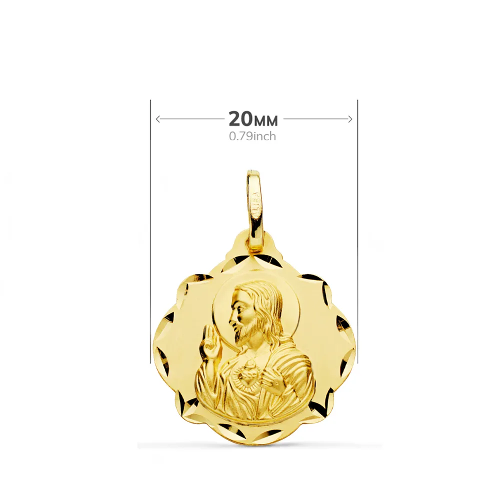 18K ESCAPULARIO ORO AMARILLO VIRGEN DEL CARMEN Y CORAZON DE JESUS 20 MM — vista 2
