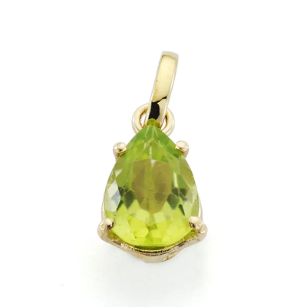 9K COLGANTE ORO AMARILLO LAGRIMA OLIVINA NATURAL 1,19 QTS. MEDIDA: 8 X 6 MM