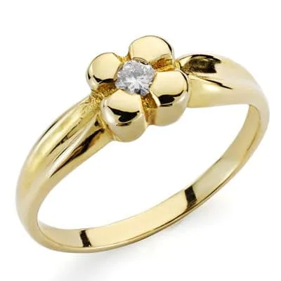 18K SOLITARIO ORO AMARILLO DIAMANTE NATURAL TALLA BRILLANTE 0.10 QTS. COLOR H VSI