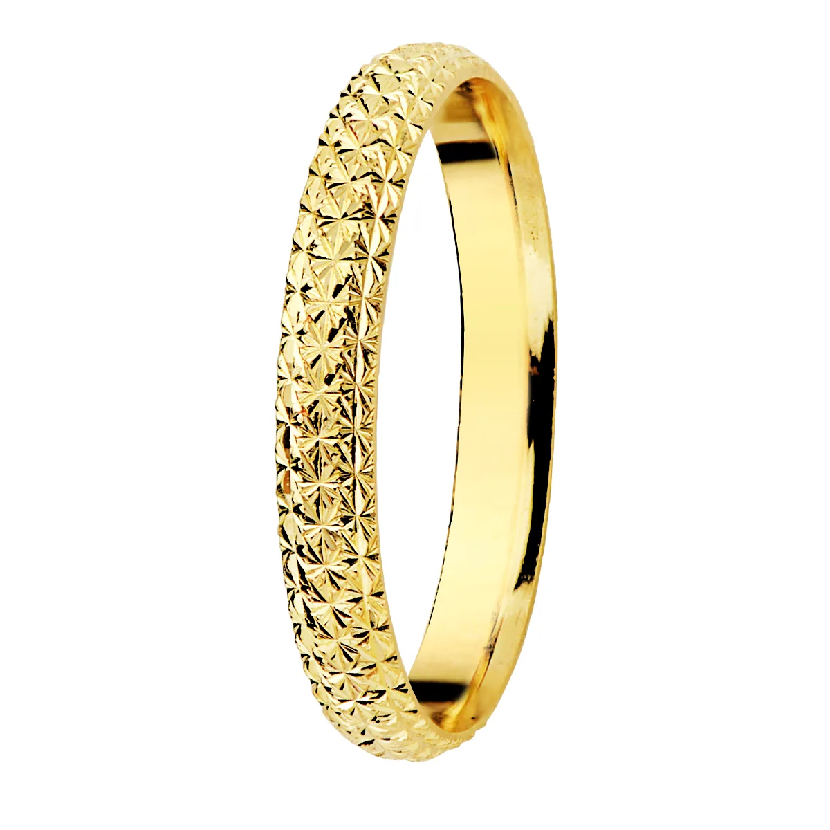 9K ALIANZA ORO AMARILLO MEDIA CAÑA TALLADA. ANCHO: 2 MM.