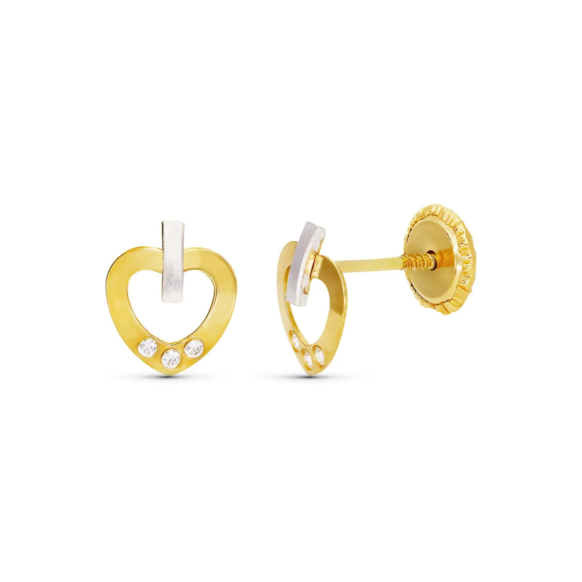 18K PENDIENTES PERLA CULTIVADA ORO AMARILLO 7 MM 13X7 MM CIERRE TUERCA