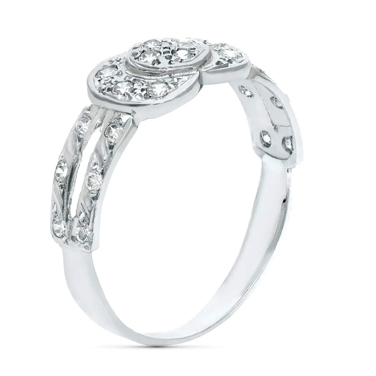 18K SORTIJA ORO BLANCO MOTIVO CON CIRCONITAS. ANCHO 7,5 MM — vista 3