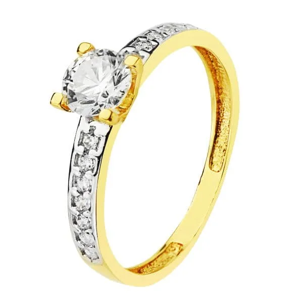 18K SOLITARIO ORO BICOLOR CIRCONITA 5 MM