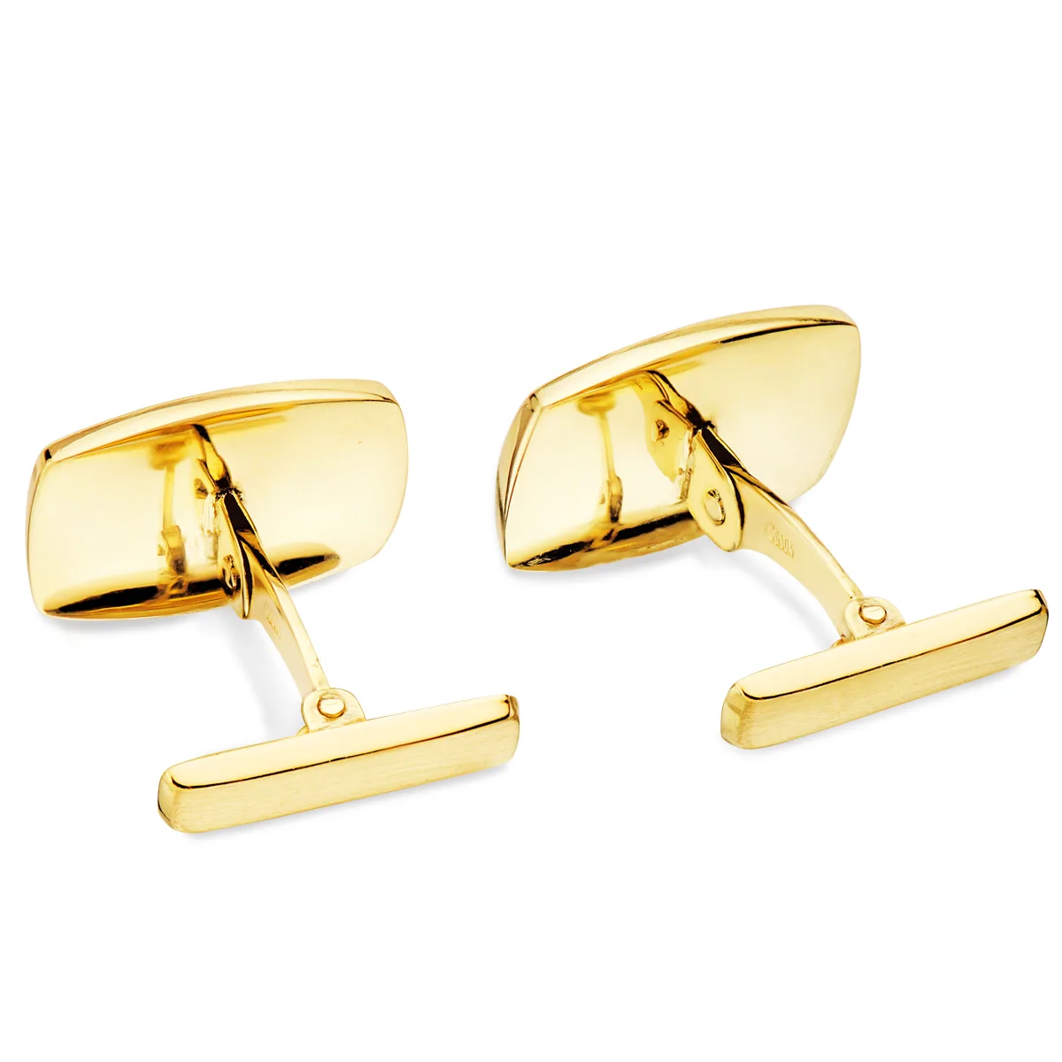 18K GEMELOS ORO AMARILLO TONEL MATE Y BRILLO 17X13 MM CIERRE RIGIDO OSCILANTE — vista 2