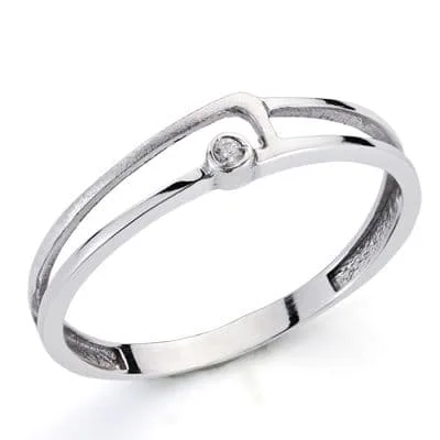 18K SORTIJA ORO BLANCO CON DIAMANTE  NATURAL 0.013  QTS.