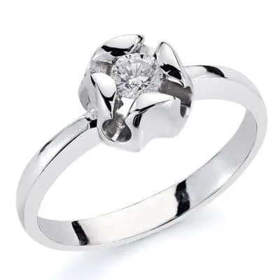 18K SOLITARIO ORO BLANCO CON DIAMANTE 0.10 QTS. ANCHO: 7,5MM