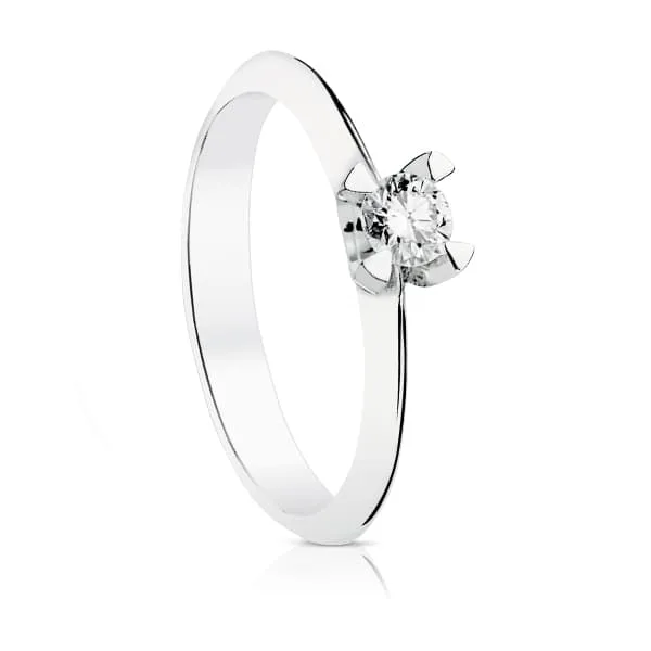 18K SOLITARIO DIAMANTE TALLA BRILLANTE ORO BLANCO 0.200 QTS. SI-H