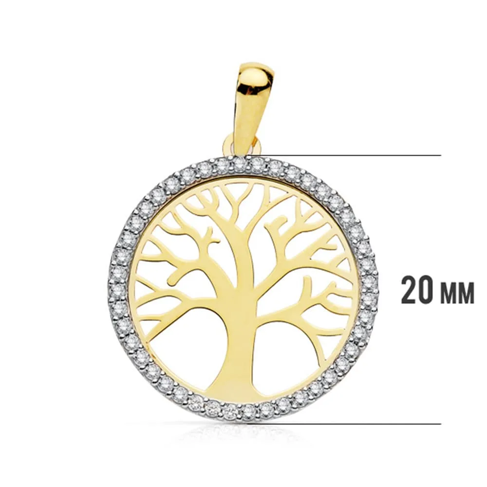 18K COLGANTE ORO BICOLOR ARBOL DE LA VIDA 20 MM — vista 2