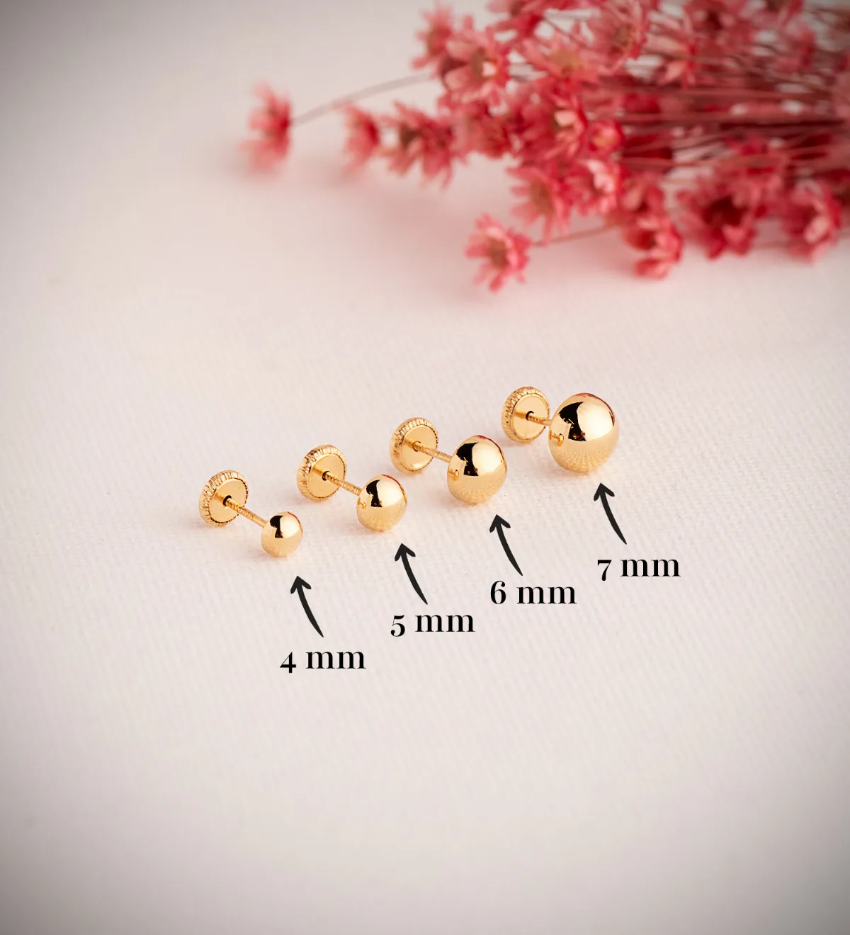 18K PENDIENTES ORO AMARILLO MEDIA BOLA LISA HUECA. ANCHO: 5 MM. CIERRE TUERCA — vista 2