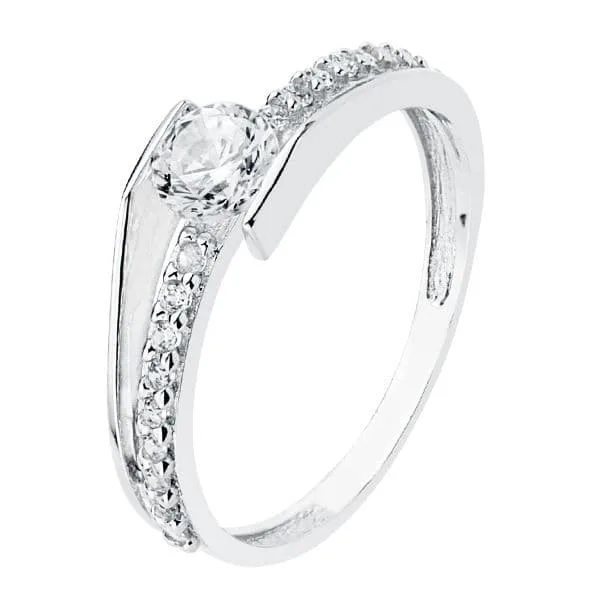 18K SOLITARIO ORO BLANCO CIRCONITA 6 MM