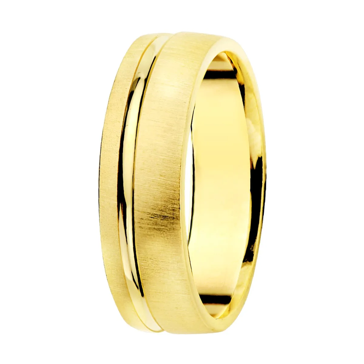 18K ALIANZA ORO AMARILLO MATE Y BRILLO ANCHO  5,5 MM   GROSOR 1,7 MM