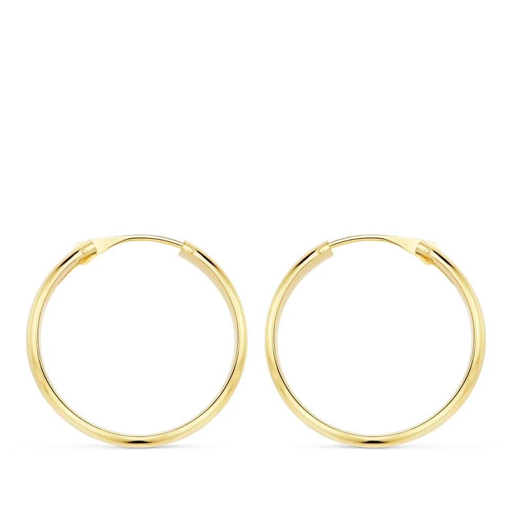18K AROS ORO AMARILLO MEDIA CAÑA LIGEROS 20X3 MM