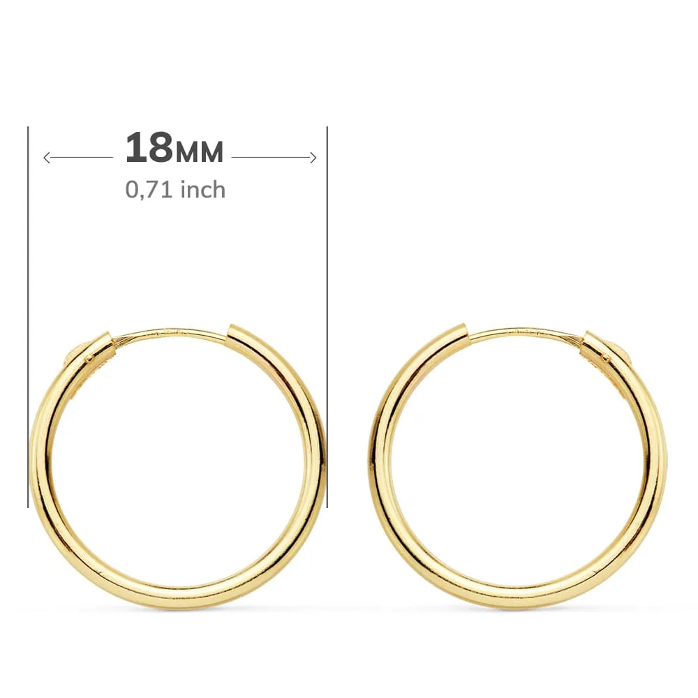 18K AROS ORO AMARILLO REDONDOS LISOS LIGEROS 18X1.50 MM — vista 2