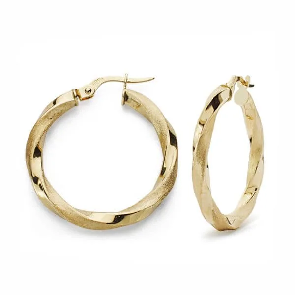 18K AROS ORO AMARILLO MATE Y BRILLO 25X2.5 MM
