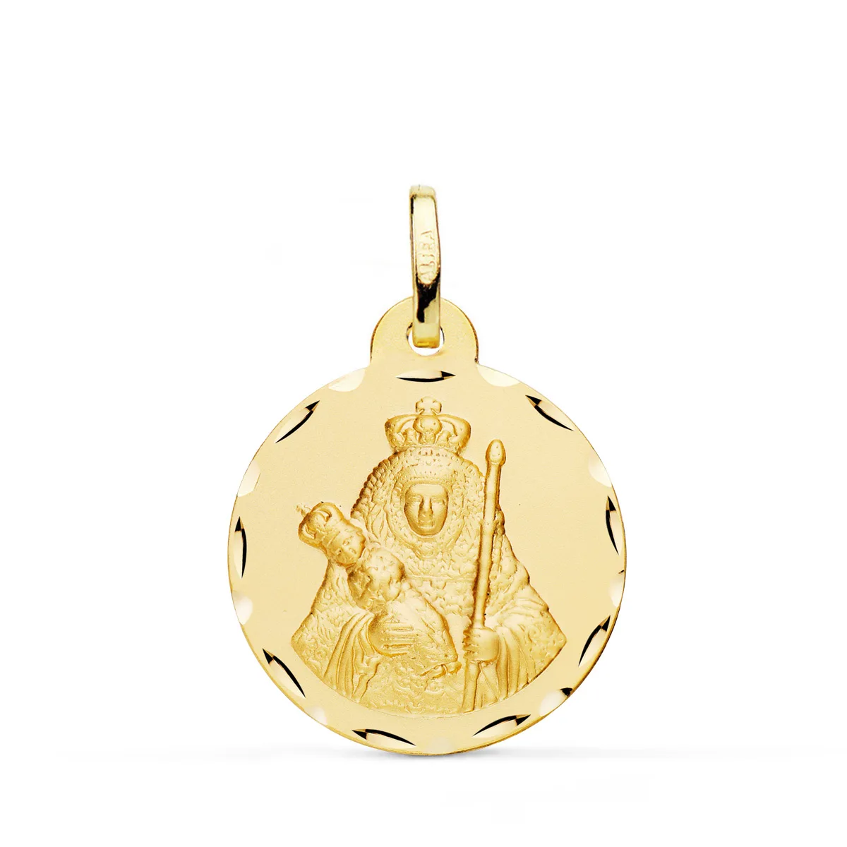 18K MEDALLA ORO AMARILLO NUESTRA SEÑORA DE LA CANDELARIA TALLADA 22 MM