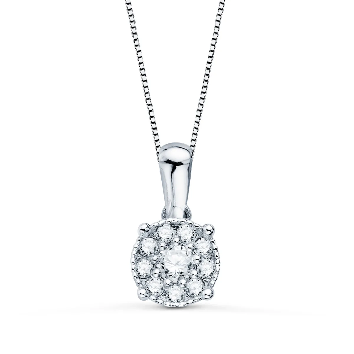 18K COLLAR ORO BLANCO DIAMANTES LABORATORIO 6.5 MM0,182 QTS CADENA 42-3 CM VS2-G