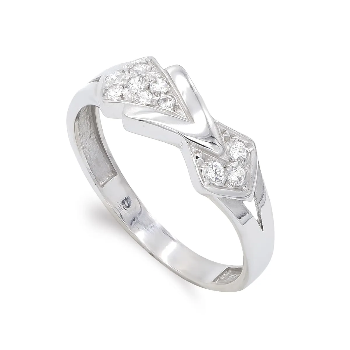 18K SORTIJA ORO BLANCO MOTIVO CON CIRCONITAS. ANCHO: 6,5 MM