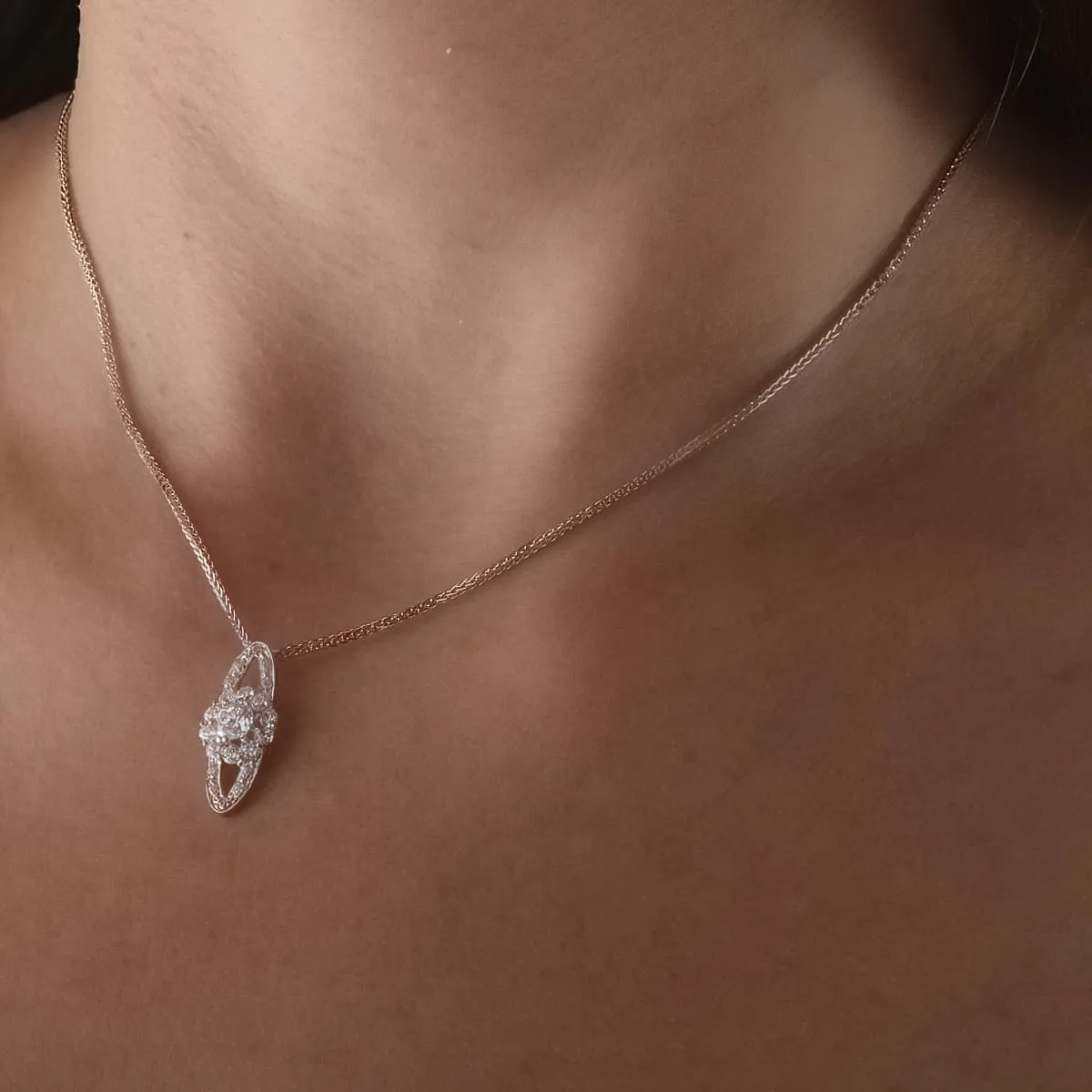 18K GARGANTILLA ORO BLANCO 45CM JUEGO NOVIA 20X9 MM CIERRE MOSQUETON — vista 2