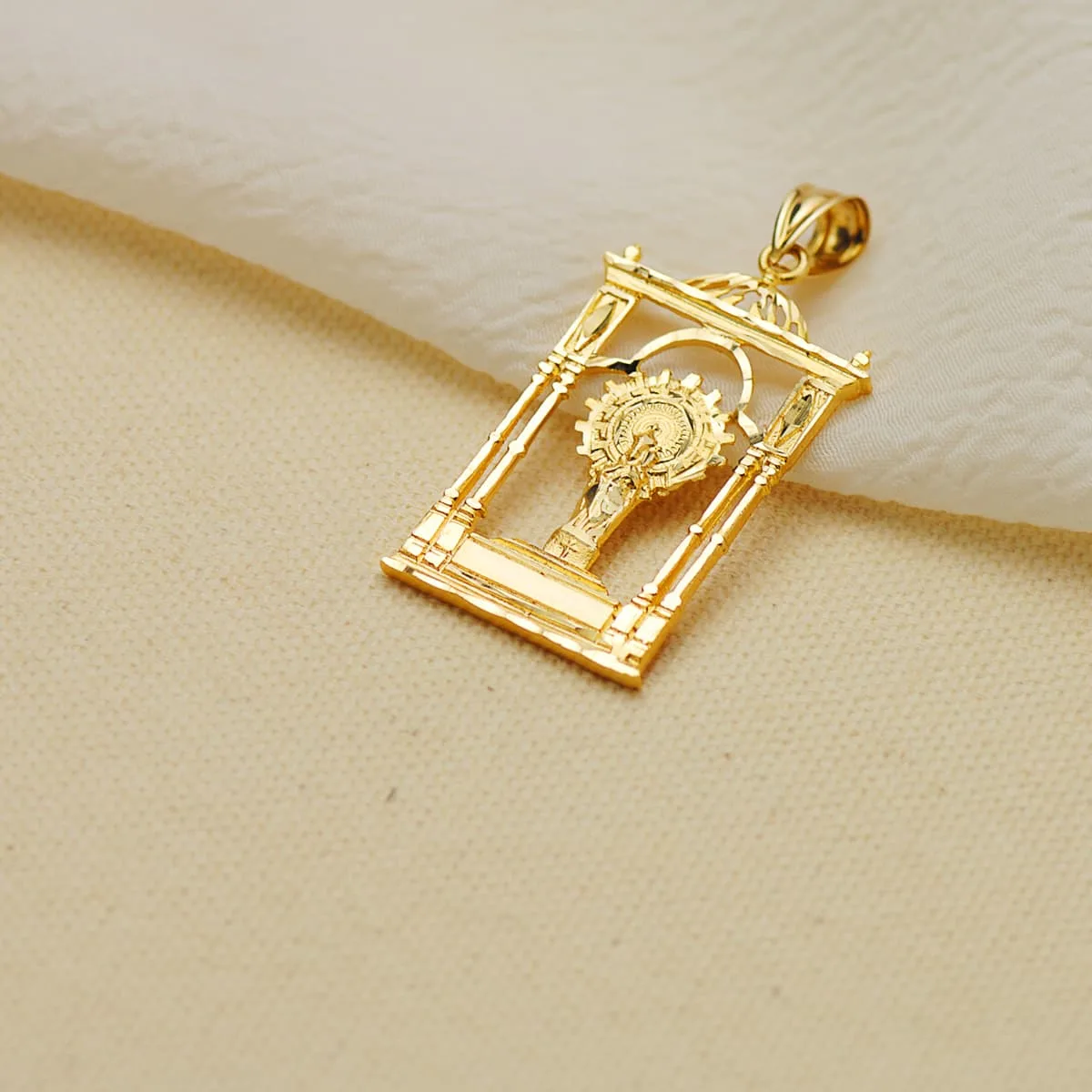 9K COLGANTE ORO AMARILLO VIRGEN DEL PILAR PALIO. 34X20 MM — vista 2