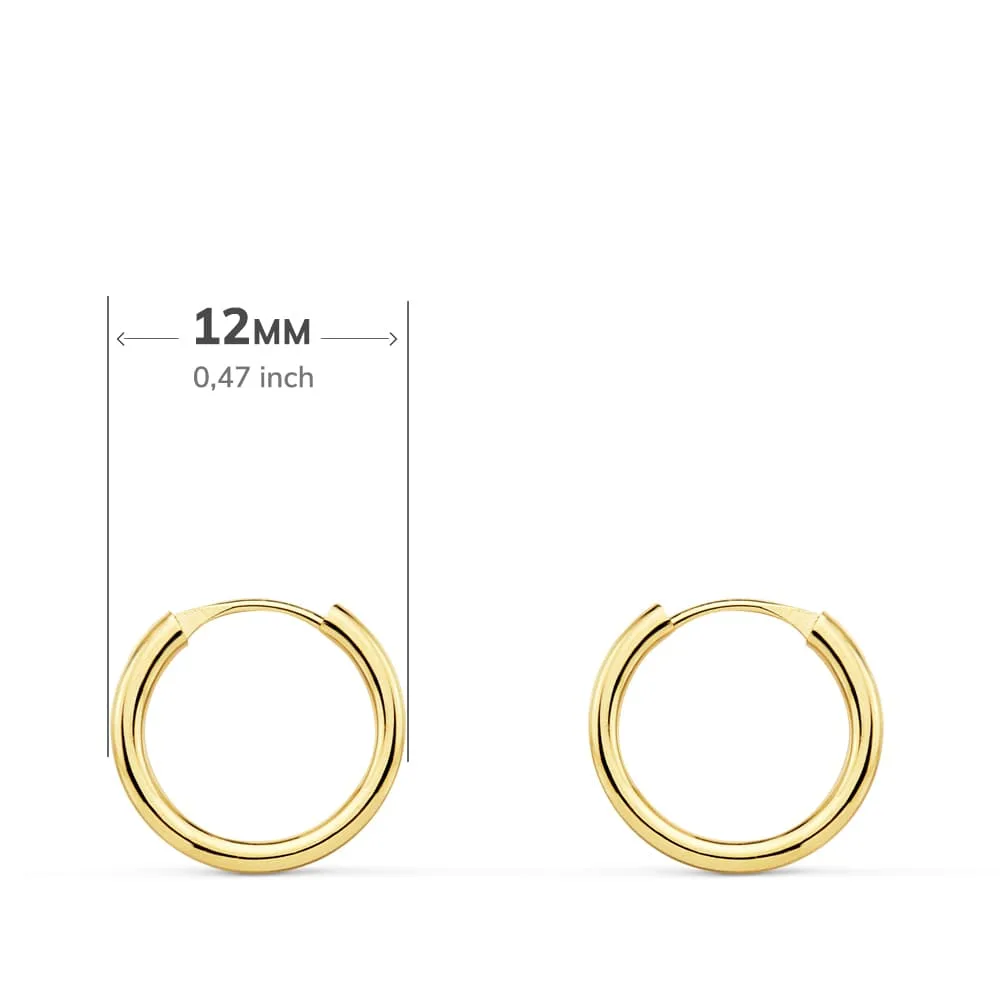 18K AROS ORO AMARILLO REDONDOS LISOS LIGEROS 12X1.50 MM — vista 2