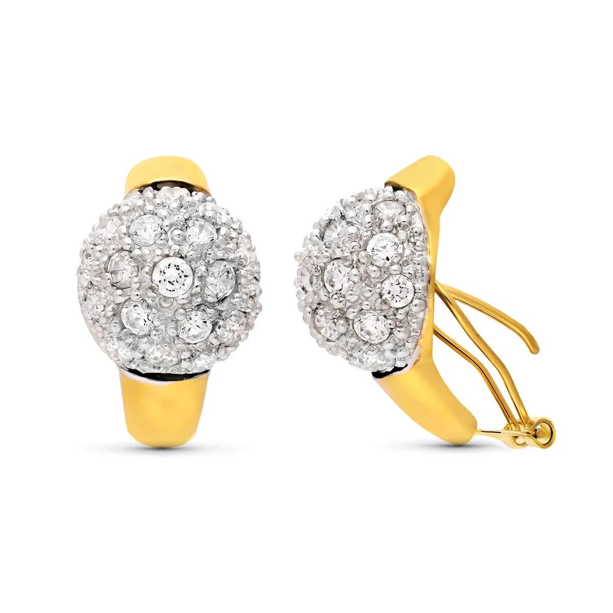 18K PENDIENTES ORO BICOLOR 21X13 MM CIERRE OMEGA