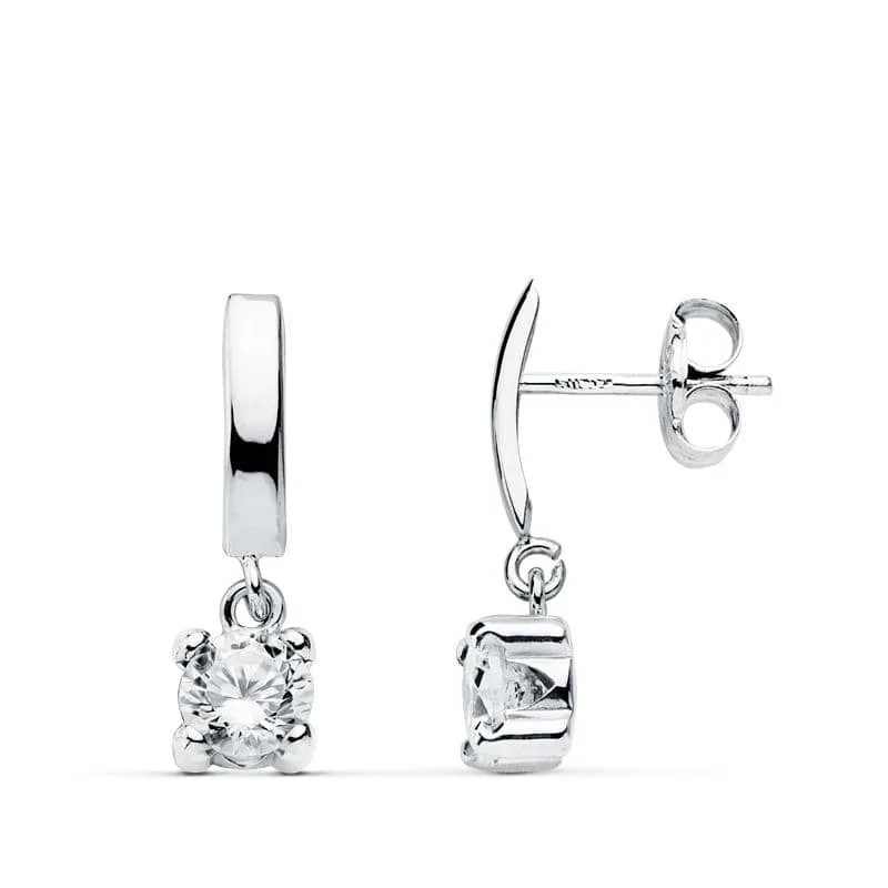 18K PENDIENTES ORO BLANCO GARRAS 15X4 MM CIERRE PRESION