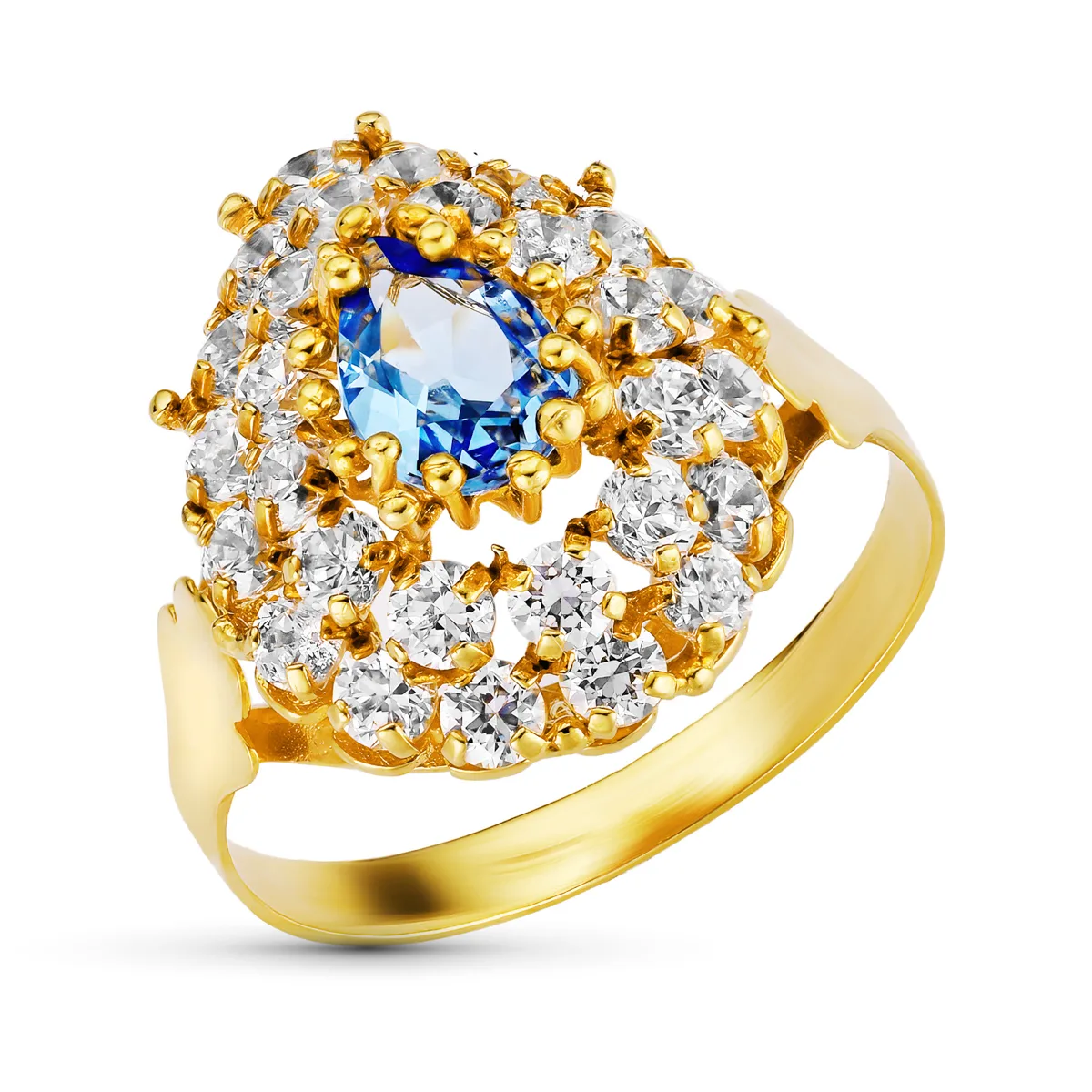 18K SORTIJA ORO AMARILLO LANZADERA CON CIRCONITAS. ANCHO: 18,5 MM