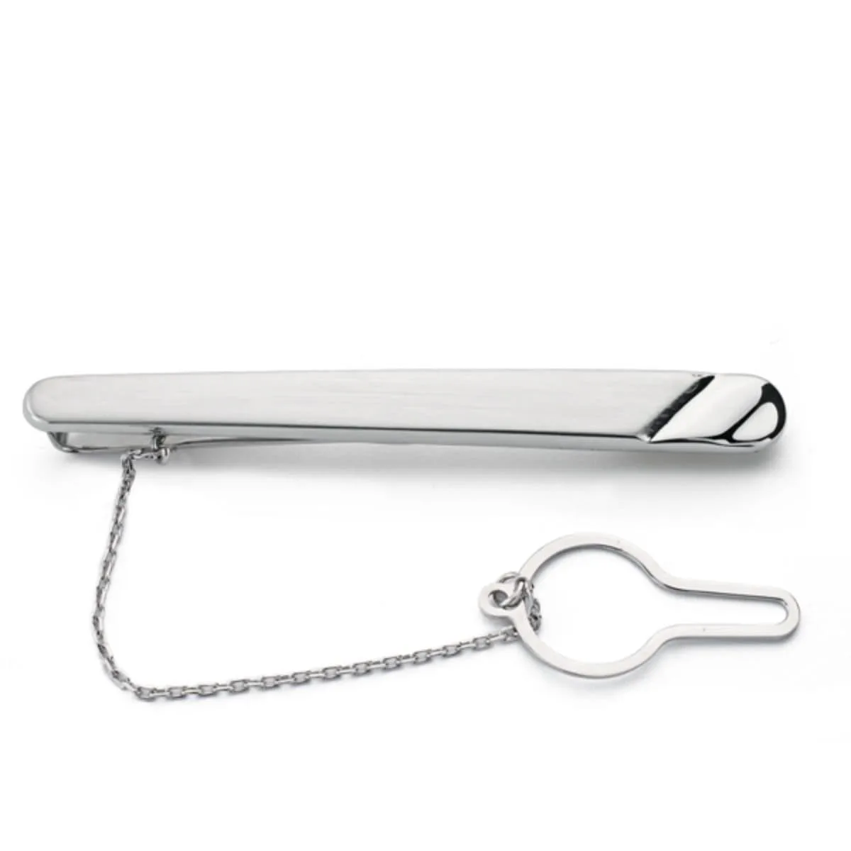18K PISACORBATA CLIP ORO BLANCO MATIZADO CON GALLON EN BRILLO. MEDIDA: 54 X 6 MM. CIERRE TREVILLA