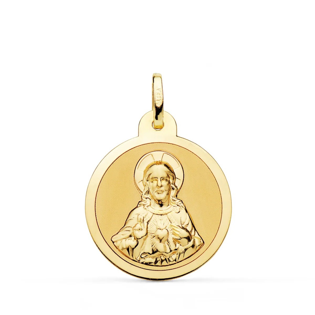 18K ESCAPULARIO ORO AMARILLO VIRGEN DEL CARMEN Y CORAZON DE JESUS EN BRILLO 22 MM — vista 3