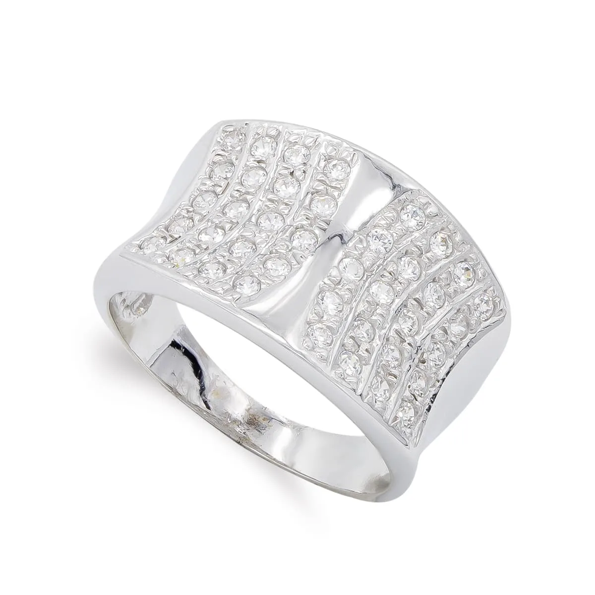 18K SORTIJA ORO BLANCO CON CIRCONITAS. ANCHO: 14,5 MM