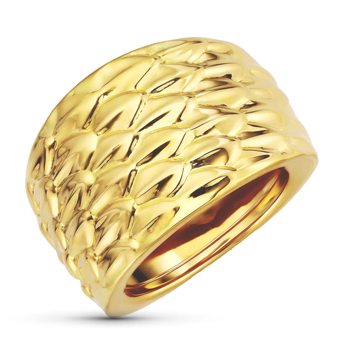 18K SORTIJA ORO AMARILLO DETALLES EN BRILLO. ANCHO: 16,5 MM