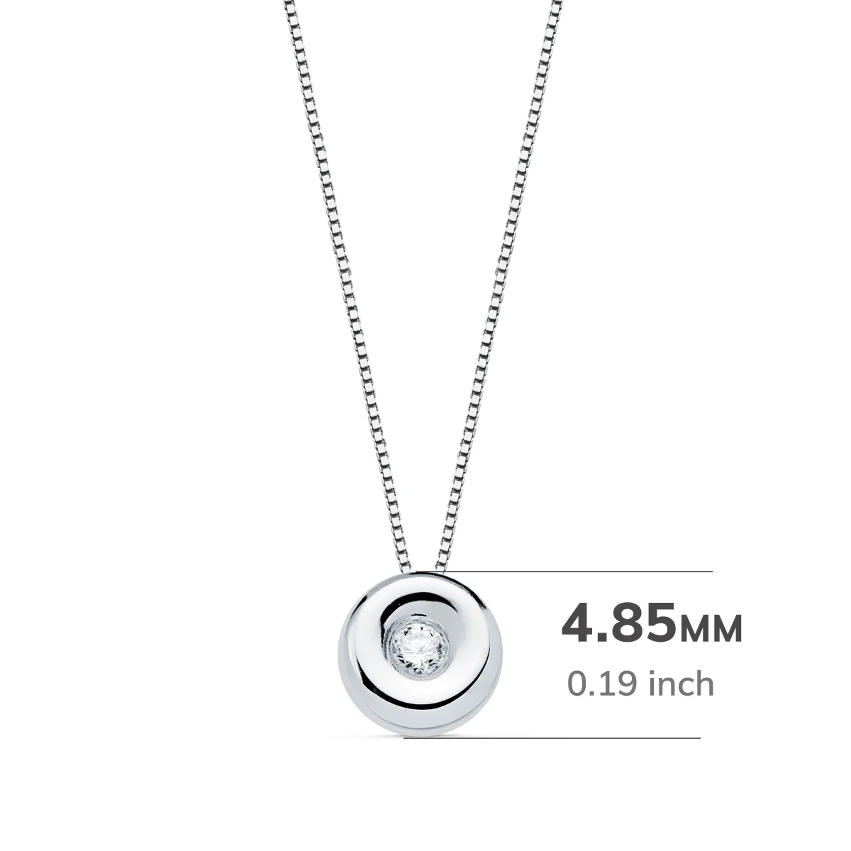 18K GARGANTILLA ORO BLANCO CHATON 4,85 MM DIAMANTE LABORATORIO 1,50MM 0,015 QTS. G-VS2 CADENA 42CM — vista 2