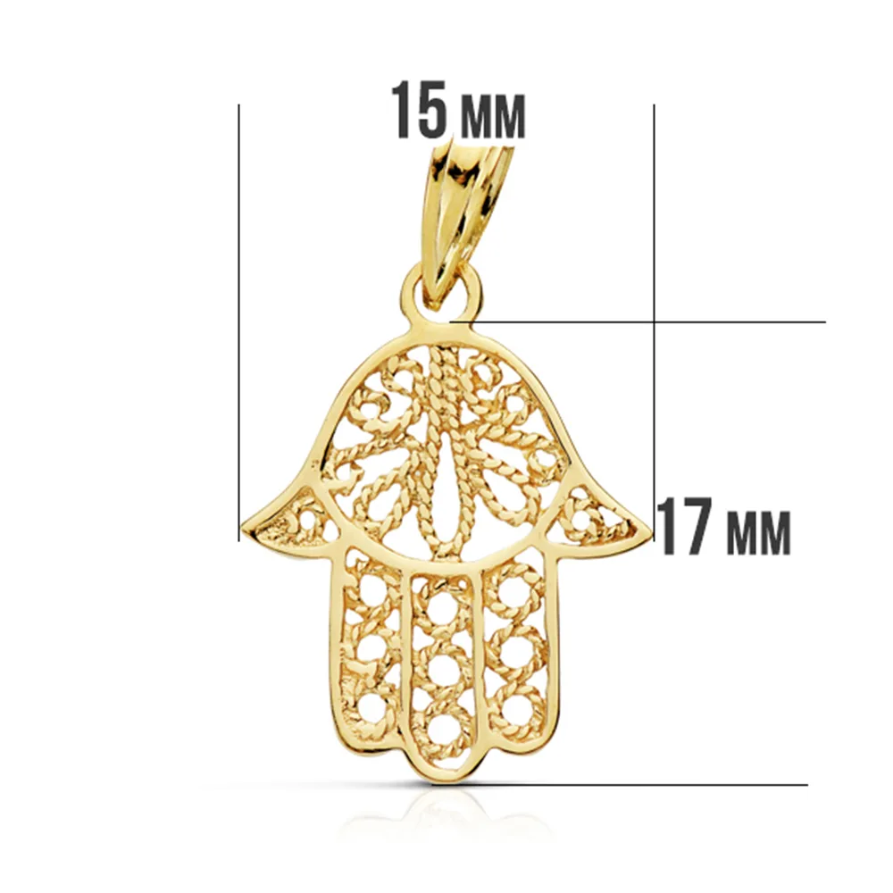 9K COLGANTE ORO AMARILLO MANO DE FATIMA 19X15 MM — vista 2