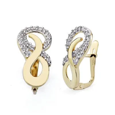 18K PENDIENTES ORO BICOLOR CIRCONITA 17X9 MM CIERRE CATALAN