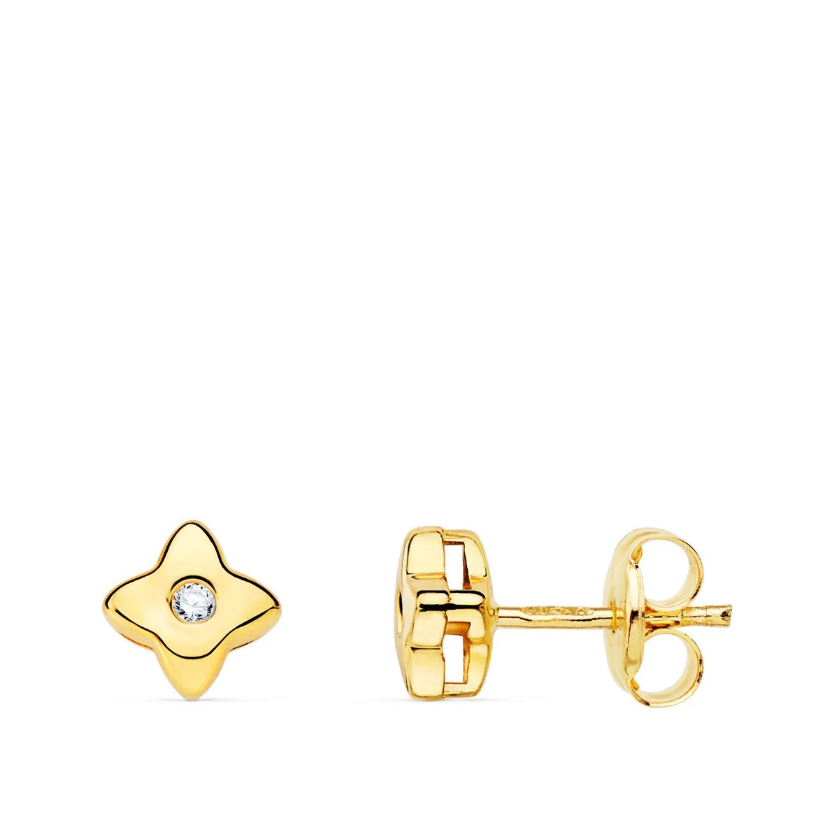 18K PENDIENTES ORO AMARILLO ESTRELLA DIAMANTES LABORATORIO 0,030 QT VS2-G. MEDIDA: 5X5 MM. CIERRE PRESION