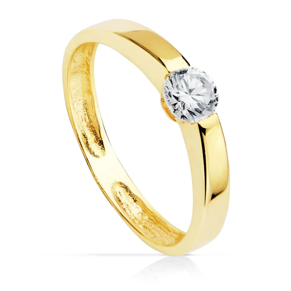 18K SOLITARIO ORO AMARILLO CIRCONITA 4 MM
