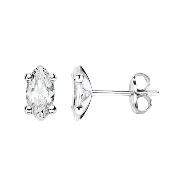 18K PENDIENTES ORO BLANCO CIRCONITA 10X6 MM CIERRE PRESION