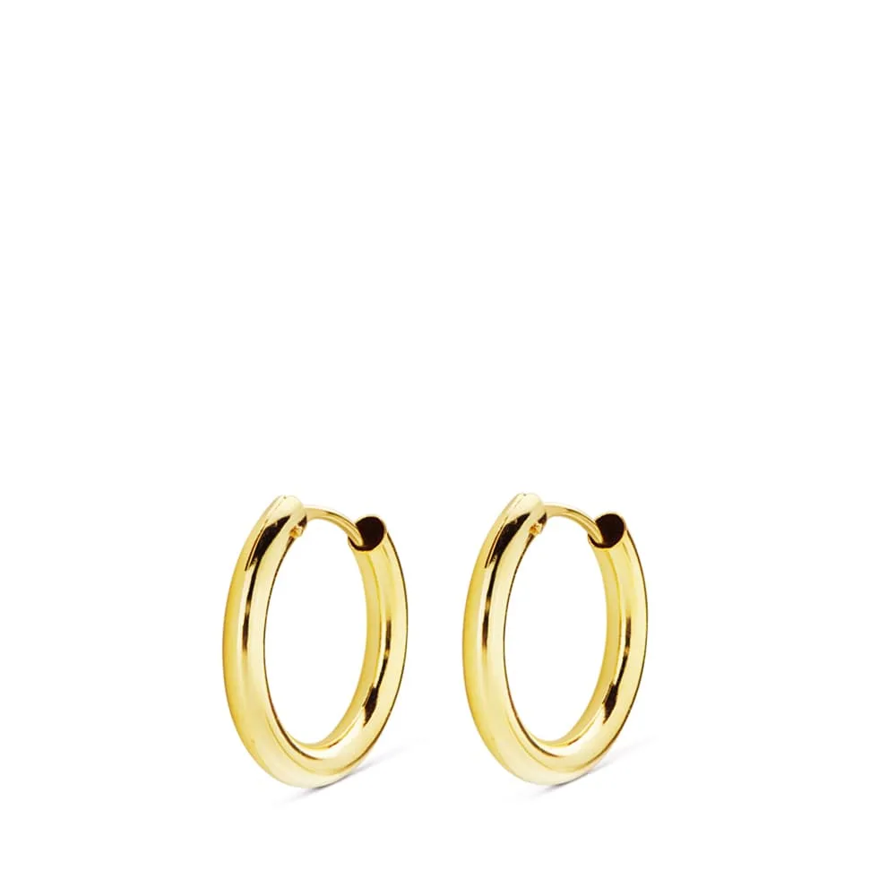 18K AROS ORO AMARILLO REDONDOS LISOS LIGEROS 14X2 MM — vista 2