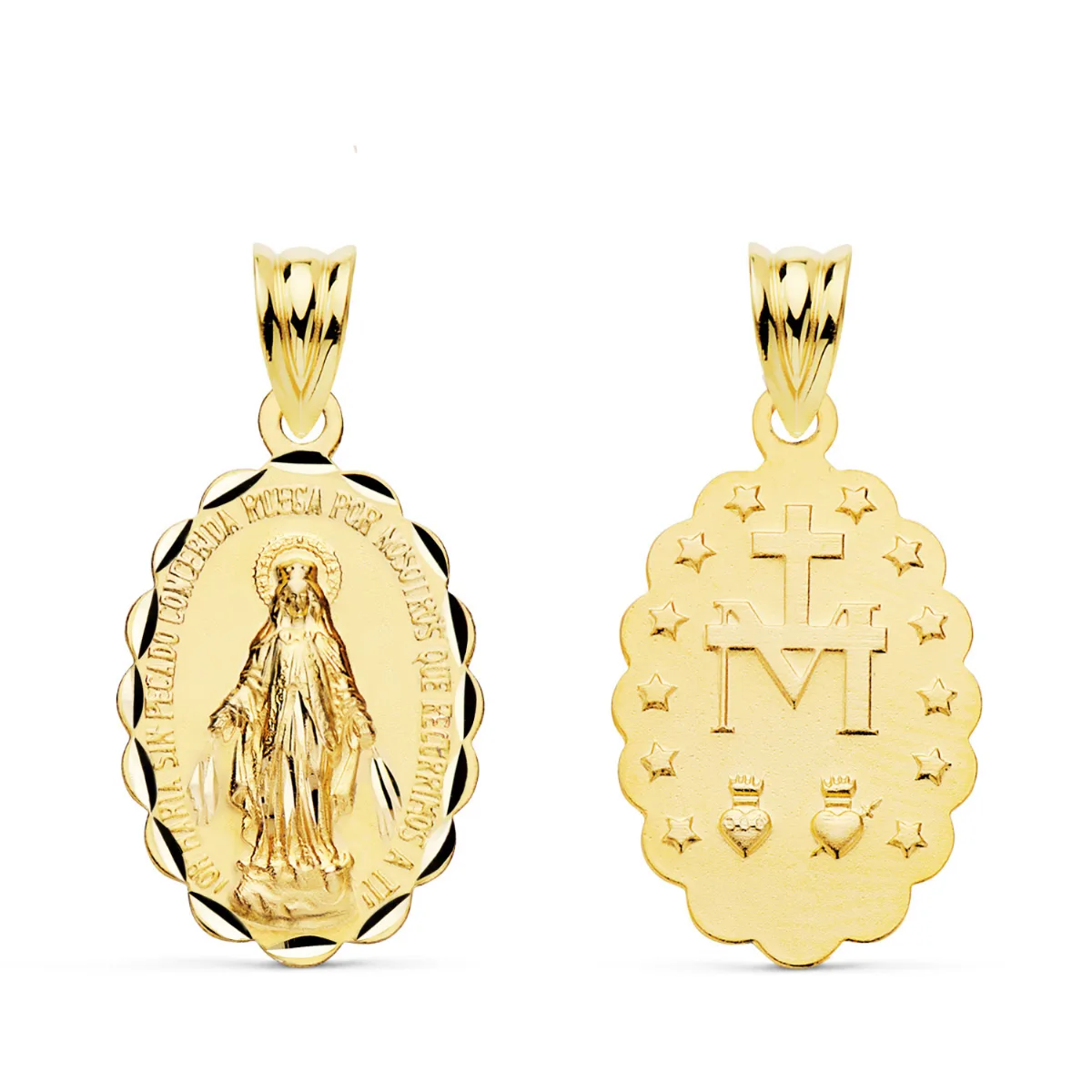 9K MEDALLA ORO AMARILLO ESCAPULARIO ORO AMARILLO VIRGEN DE LA MILAGROSA 23X14 MM