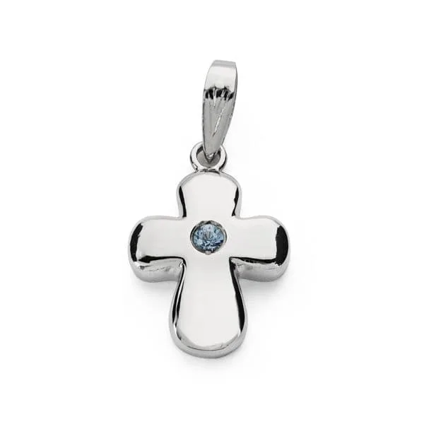18K CRUZ ORO BLANCO CIRCONITA 21X14 MM